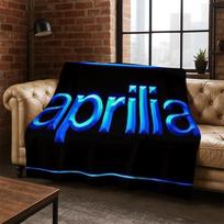 Lenktyninis automobilis Aprilia logotipas Moto flanelinis pledas Minkštas šiltas pledas Mesti pledą miegamajam svetainei lovai kelionėms iškylai dovana 75x90cm blue