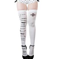 Aesthetic Knees High Socks Reinforced Heel And Toe Area Comfortable Over Knee Socks For Daily Or Theme Parties 1 white