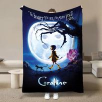 Anime Movie Coraline Card HD Cartoon Plush Blanket for Bed Sofa Soft Flannel Throw Fluffy Children Picnic Blankets Kids Gift 75x90cm