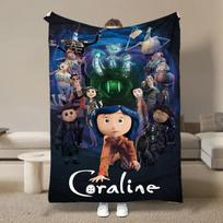 Anime Movie Coraline Card HD Cartoon Plush Blanket for Bed Sofa Soft Flannel Throw Fluffy Children Picnic Blankets Kids Gift 75x90cm