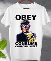 Obey 80's They Live Consume Conform T Shirt  Movie Horror Sci Fi Skull  Tee Top 2XL black