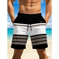 Men's quick-dry swim trunks in vibrant red and black geometric 3D print - Relaxed, 6XL black