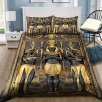 Ancient Egypt Anubis Duvet Cover Set Egyptian Symbol Culture Bedding Sets Vintage Pharaoh Pyramid Boho Tribal Quilt Cover Queen 200x220cm