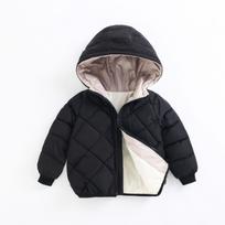 Children's Baby Down Cotton Jacket Plus Velvet Warm Cotton Jacket 140 gray