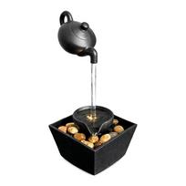 Endless Water Flow Floating Teapot Fountain Pebble Base Indoor Relaxation Fountain  Meditation Room
