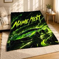 Neon Green Supercar Coral Fleece Blanket Racing Decor 75cm*90cm