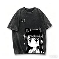2026 m. vasaros didelio dydžio skalbinti anime marškinėliai, Komi Shouko iš „Komi negali bendrauti“ daugiavietės scenos spausdinti laisvalaikio gatvės marškinėliai S black
