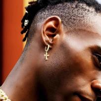 Men's Cross Earrings with Diamonds Round Couple Stud Earrings Hip Hop Trendy Men's and Women's Earrings black