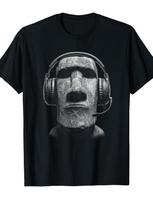 Funny Gamer Y2K Easter Island Moai Statue Head T-Shirt, Perfect for Music Festivals, Beach Days XXXL gray