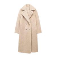 Double-Breasted Fleece Woolen Coat - Thick Warm Autumn/Winter Overcoat for European and American Markets (1255700) Large beige