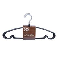 Drabužių pakabos su neslidžia PVC danga, juodos, 41 × 21 × 0,3 cm, 10 vnt.