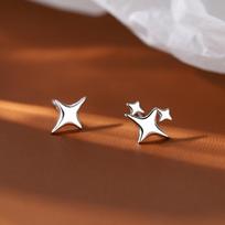 Fashion  Color Cross Star Zircon Stud Earrings For Women Girl Korean Four-Pointed Star Personality Earrings Jewellery brown