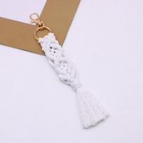 Boho Style  Braided Keychain with Lobster Claw Cord Wristlet Bracelet Keyrings Lanyard Key Fob Strap Women Accessories balta