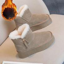 Soft-soled Snow Boots, Fleece and Thickened Warm Shoes, Women's Thick-soled Bread Shoes, Cotton Shoes 40 gray