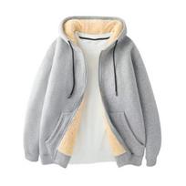 Fleece Sutirštinti Džemperiai Moterims Vientisos Spalvos Užsegami Šilti Pamušalu Terminiai Džemperiai su Kišenėmis Rudens Žiemos Gobtuvu Paltai Šaltam Orui XL white