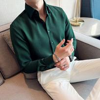 Men's Spring and Autumn Slim Fit Business Long Sleeve Shirt XXXL black
