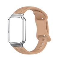 Suderinamas su Xiaomi Smart Band 10 Pro - Keraminiu leidimu: Saulėgrąžos silikoninis dirželis su metaliniu rėmeliu. Standard Edition beige