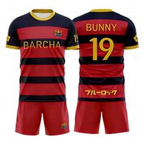 Anime Triušiuko Marškinėlių Rinkinys Cosplay Kostiumas FC Barcha Futbolo Marškinėliai Vyriški #19 Bunny Iglesias Futbolo Uniforma 3D Spausdinimas 2XL black