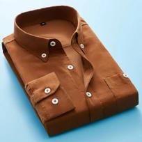 2026 Spring Men Corduroy Shirts Autumn Men Long Sleeve Regular Fit Shirts Men Casual Shirt Solid Color Men Shirts M brown