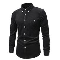 2026 Spring Men Corduroy Shirts Autumn Men Long Sleeve Regular Fit Shirts Men Casual Shirt Solid Color Men Shirts L