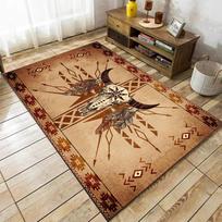 Vakarų kilimai svetainei Pietvakarių indėnų actekų kilimai Rustic Cow Kilimas Boho Vakarų dekoro kilimas miegamojo kambariui 120X160CM beige