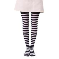 Daugiaspalvės dryžuotos pėdkelnės moterių Helovino ar Kalėdų kostiumams Tights white