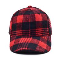 Winter Fleece Plaid Baseball Caps For Women Casual Outdoor Keep Warm Adjustable Snapback Hat Boys And Girls Hip Hop Bone Gorras black