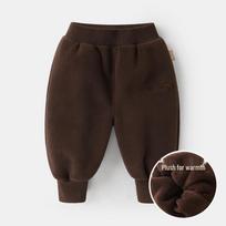 Kids' Fleece-Lined Thickened Winter Pants - Boys' Outerwear & Girls' Coral Fleece Sweatpants black