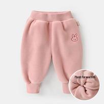 Kids' Fleece-Lined Thickened Winter Pants - Boys' Outerwear & Girls' Coral Fleece Sweatpants gray