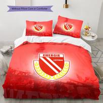 FC Energie Cottbus Pattern Bedding Quilt Set  Home Decoration  Gift (1 * duvet cover + 2 * pillowcase  without core) 135x200cm white