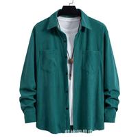 Men's Corduroy Jacket Casual Fashion Outerwear Spring Autumn Comfortable Shirt Style Lightweight Men's Clothing 3XL blue
