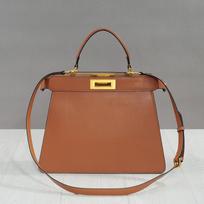 Odinė kačiuko rankinė: Universalus, daugiasluoksnis akordeono rankinukas pavasariui/vasarai - didelės talpos, patogus važinėjimui, nešiojamas ant peties ir kaip crossbody brown