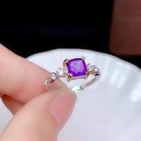 Genuine  Color Amethyst Jewelry Open Finger Ring Anillos De Bizuteria Women Nuptial Bridal Bands Anel Gemstone Females RingsTrendy Resizable white