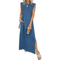 Popular Women's Summer Casual Loose Long Dress XL brown