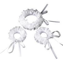 Renaissances Clown Choker Faux Collar White Ruffled Neck Accessory and Wrist Cuffs for Masquerades and Dress Up Event white