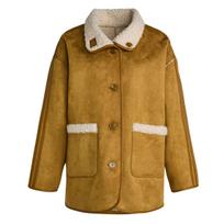 Adidas Originals FW25 Crafted Jacket New Year Reversible Lamb Fleece Sports Loose Mid-Length Long Sleeve Jacket Women jackets KT-3145 S brown