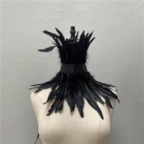 Gotikinis Viktorietiškas Natūralių Plunksnų Chokerių Kaklo Apvyniojimo Apykaklė Helovino Cosplay Aksesuarams black