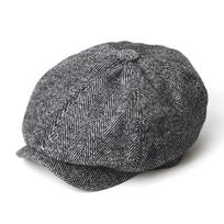 Vintage Herringbone Newsboy Cap Men Winter Thick Warm Casual Stripe Berets Gatsby Flat Hat Peaked Cap 56-59 cm gray