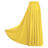 Woman Dance Skirt Big Swing Long Dress Ballroom Elegant Dancing Costume Solid Color Ruffle Skirt High Waist L