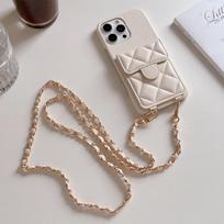 Prabangus stilingas odinis piniginės dėklas iPhone 13 14 15, kortelių laikiklis, crossbody grandinėlės dirželis, dirželis, telefono dangtelis iPhone 16 Pro Opp Bag&For iPhone 15