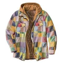 Men's Casual Quilted Lined Flannel Hooded Shirt Jacket Soft Warm Long Sleeve Outdoor Zip Up Plaid Shirt Jackets for Men Winter Hoodies Coat Outwear 3XL beige
