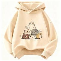 kawaii Meme Katė Vaikų Hoody Megztinis Su Gobtuvu Mielas Harajuku Hoody Berniukams Mergaitėms Ruduo Žiema Laisvalaikio Hoody 120 beige