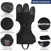 1PC Archery Gloves Shooting Hunting Leather Three Finger Protector Archery Protective Gear Accessories L
