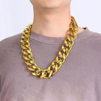 50–120 cm negabaritinė didelė, stambi grandinėlė aukso spalvos karoliai hiphopo punk gotikinio roko pakabukas plastikinis spektaklio vakarėlio rekvizitas necklace 50cm beige