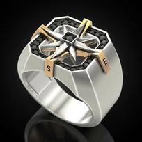 Retro Viking Style Nautical Compass Seal Ring Male Gold Color Two-Color Stainless Steel Rings Fashion Vintage Jewelry for Men 9 gray