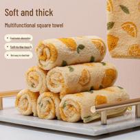 Coral Fleece Cleaning Dishcloth: Absorbent, Oil-Resistant, for Wet and Dry Use, with Special Scouring Pad. Perfect for Kitchen and Table Wiping. Thick Coral Fleece [Lemon Yellow] 28*28cm
