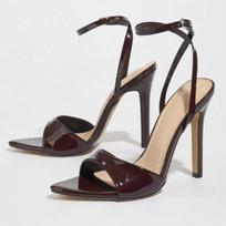 Sexy Pointed Toe Pumps Sandals Women Patent Leather Ankle Buckle Mature Thin High Heels Ladies Banquet Party Shoes Ladies 38 black