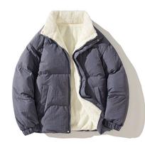 Warm Fleece Winter Lined Puffer Jackets Men Thick Parkas Casual Man Padded Down Outwear Zipper Long Sleeve Outdoor Couple Coat S black