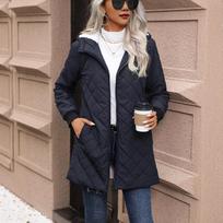European & American Cross-Border Hooded Winter Long Cotton Coat Medium gray