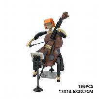 Compatible Building Blocks MOC Band Playing Female Cellist Small-Particle Creative DIY Toy Decoration brown